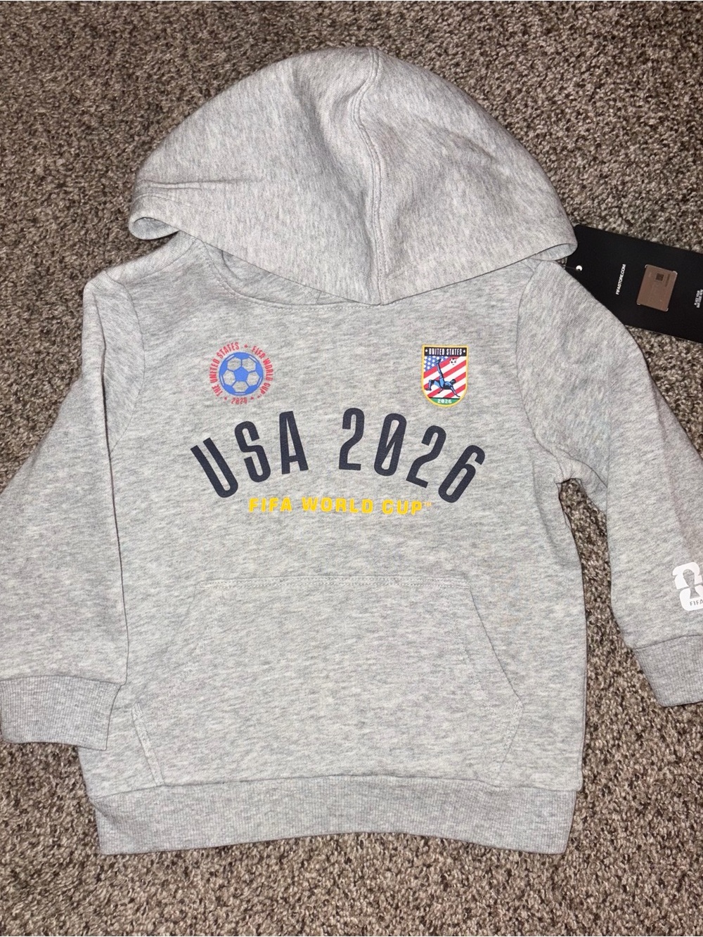 Gray USA 2026 Kids Hooded Sweatshirt - Soccer Graphic Pullover